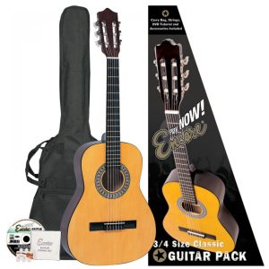 Encore 3/4 Size Natural Classic Guitar Set - Perfect for Beginners