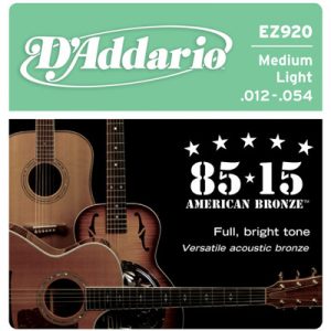 Medium Light 12-54 Bronze Acoustic Guitar Strings - Bright Tone