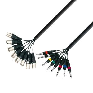 Professional 8 x XLR to 8 x 6.3 mm Jack Multicore Cable 3 m