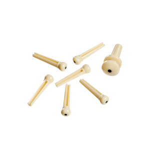 Ivory Bridge Pins Set with Ebony Dot - 7 Pack for Guitars