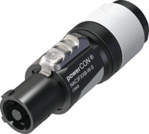 Lockable Grey AC Mains Connector for Secure Power Supply