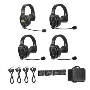 4-Person Wireless Headset Intercom System with Hard Case