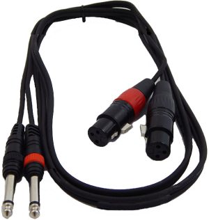 High-Quality 2-Pin 6.3 mm Cable with Dual XLR Females - 1.5 m